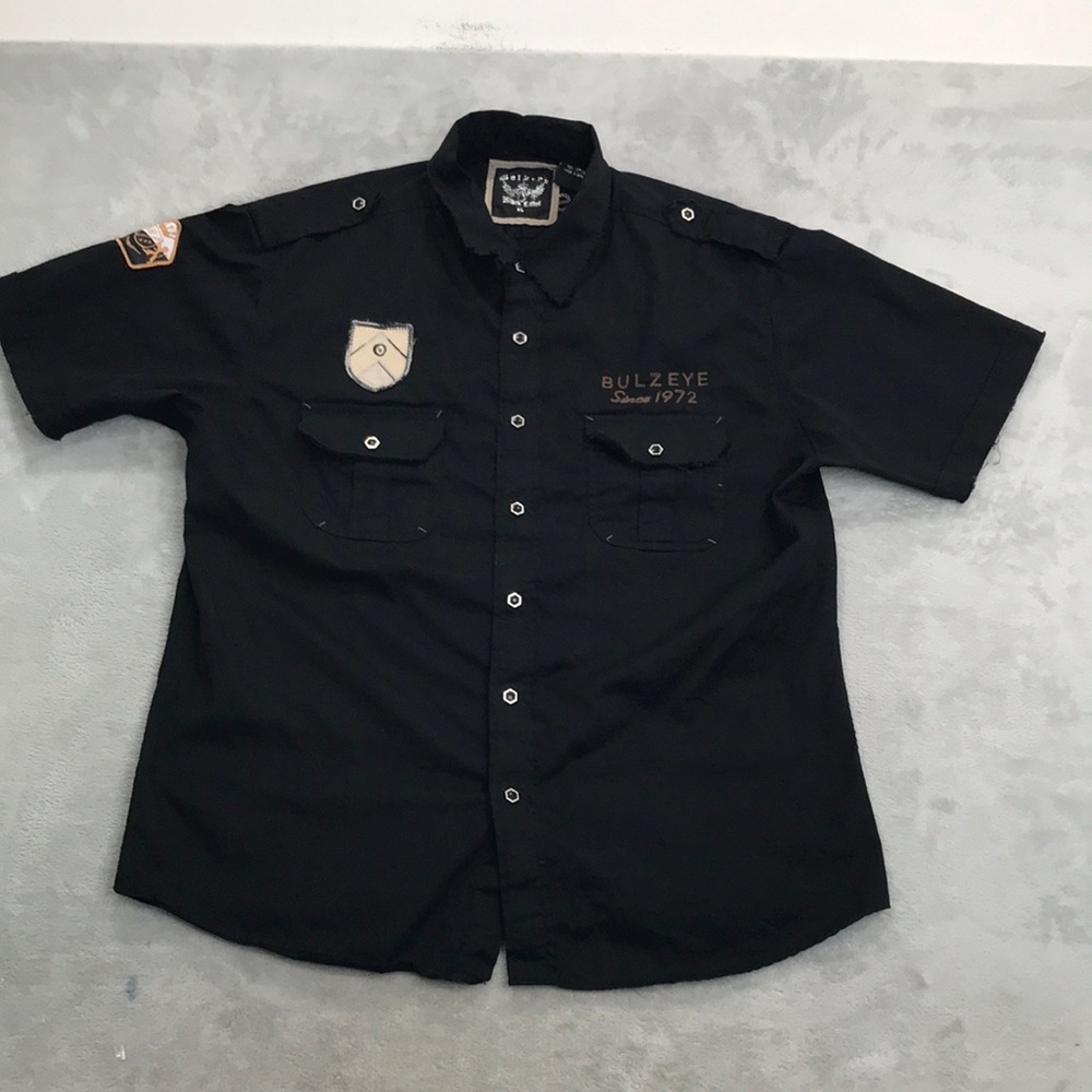 Bulzeye Black Label Saints & Sinners Short Sleeve Pearl Snap Shirt Size XL